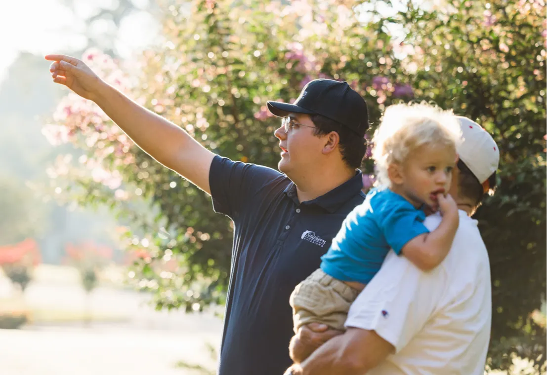 Southern Exteriors consultant with homeowner