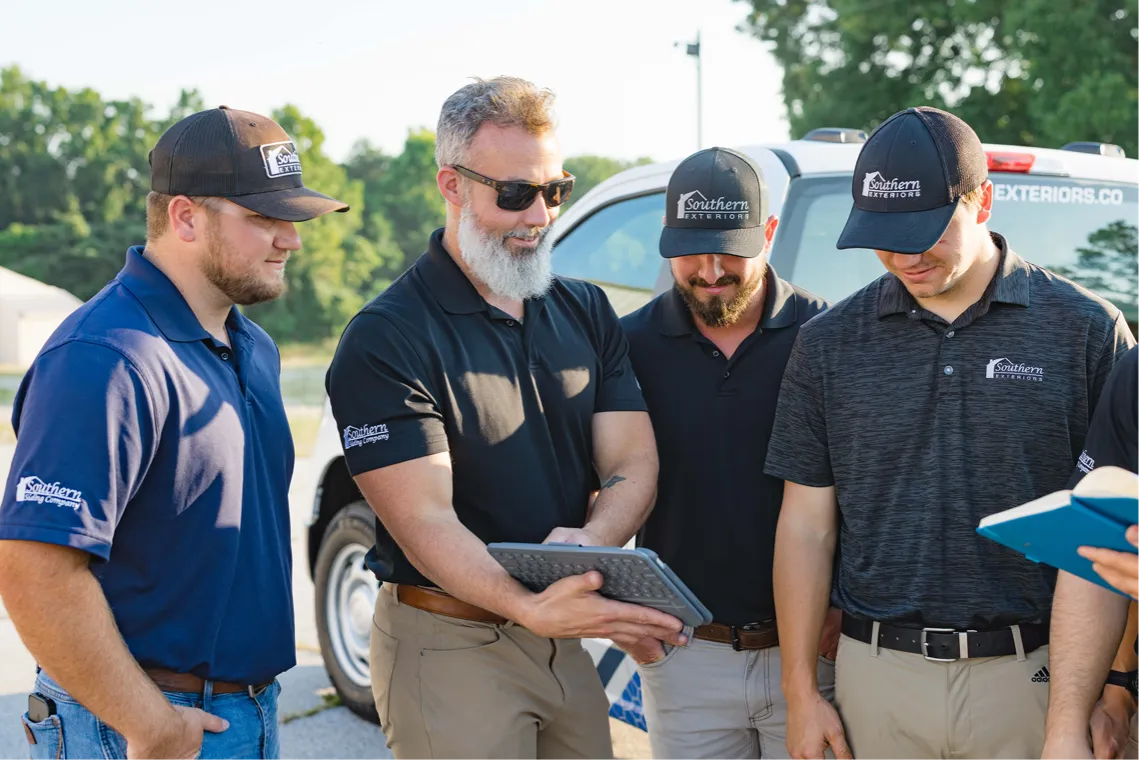 Southern Exteriors team planning a project